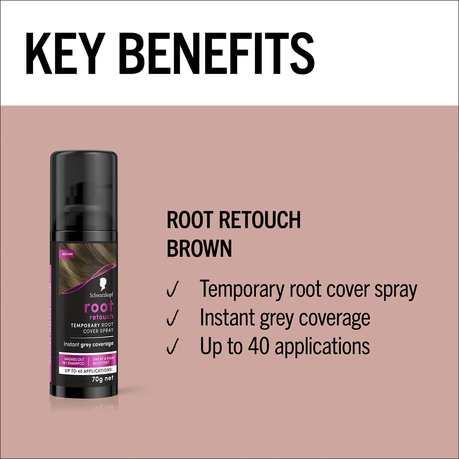 Schwarzkopf Root Retoucher Temporary Root Cover Spray, Brown 120ml