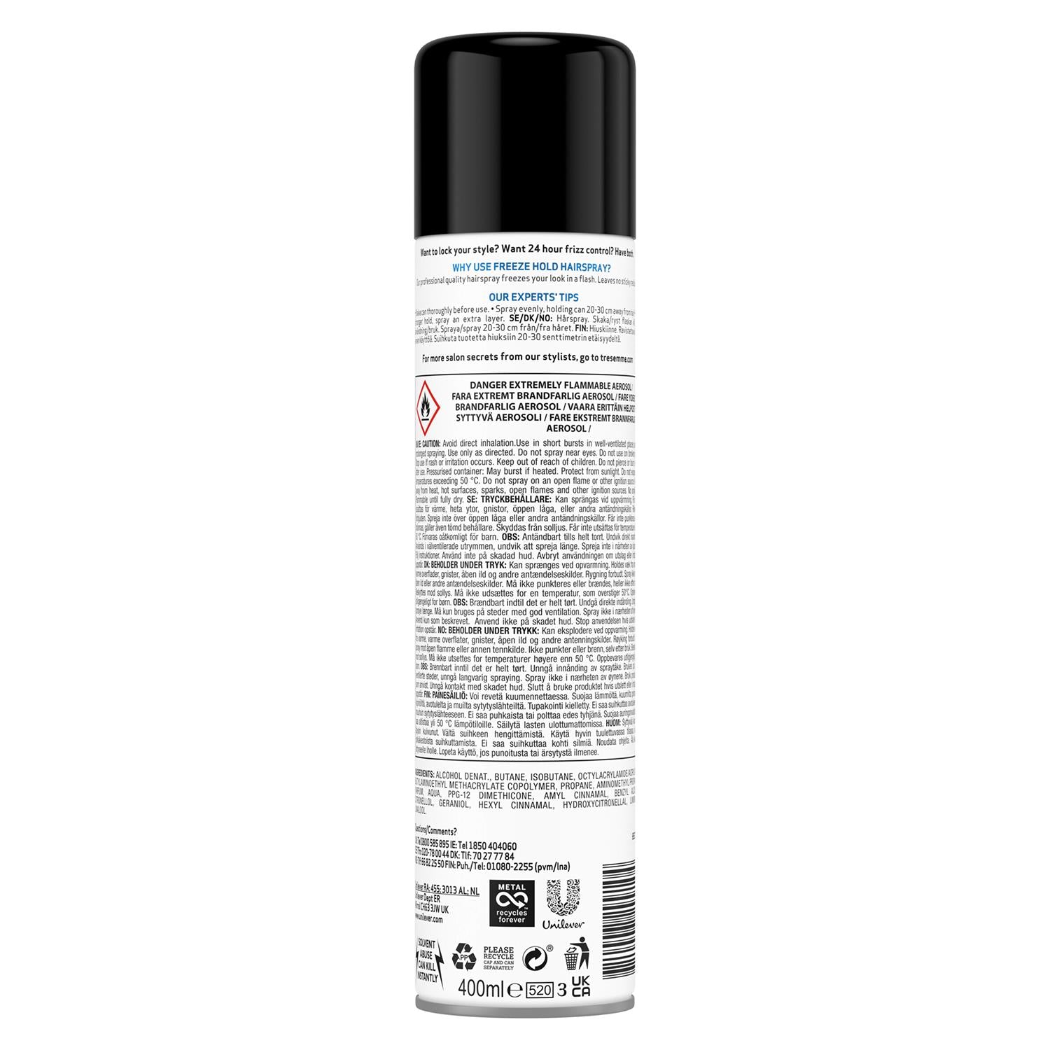 TRESemme 24 Hours Frizz Control Freeze Hold 5 Hairspray 400ml