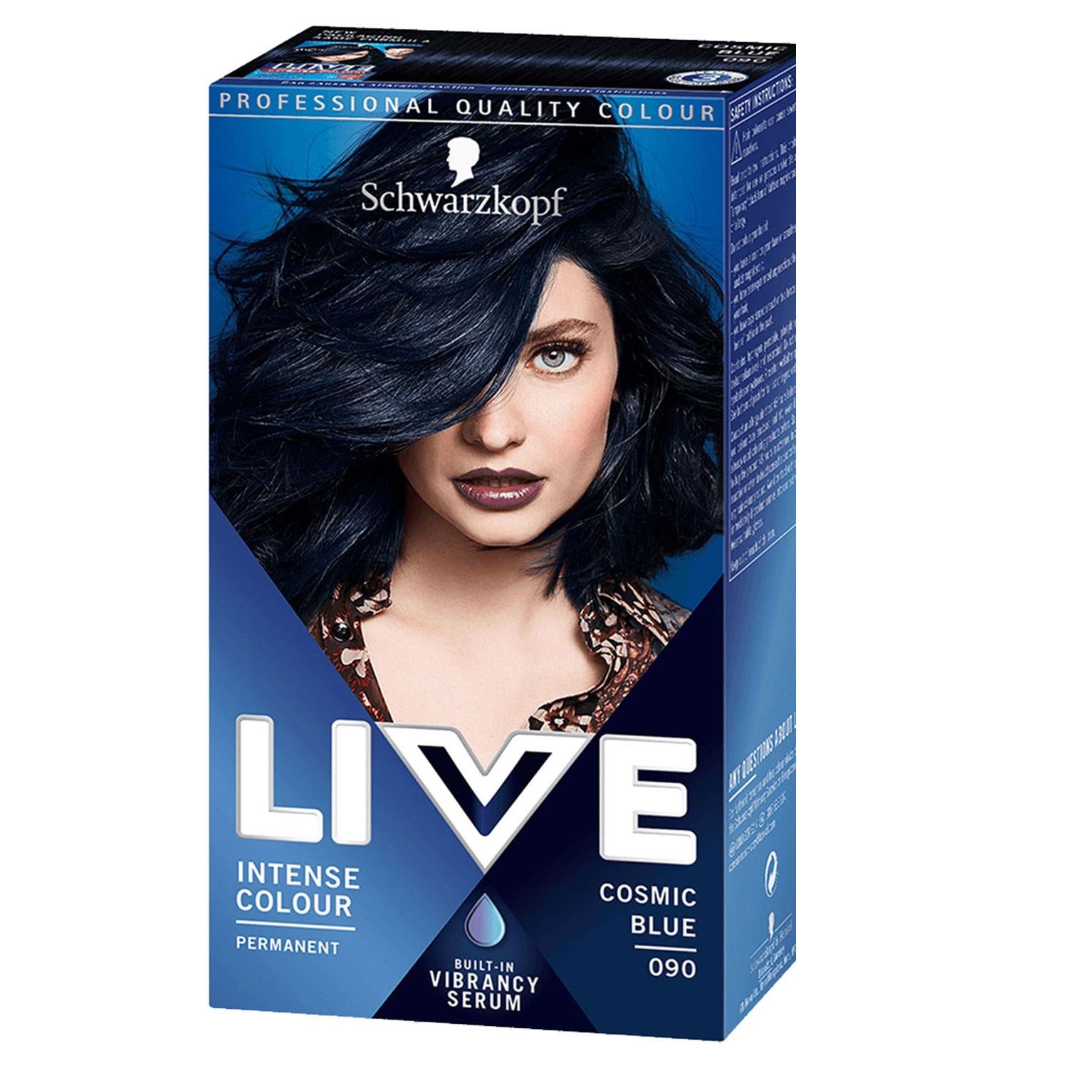 Schwarzkopf Live Intense Colour Permanent Hair Dye,090 Cosmic Blue with Serum