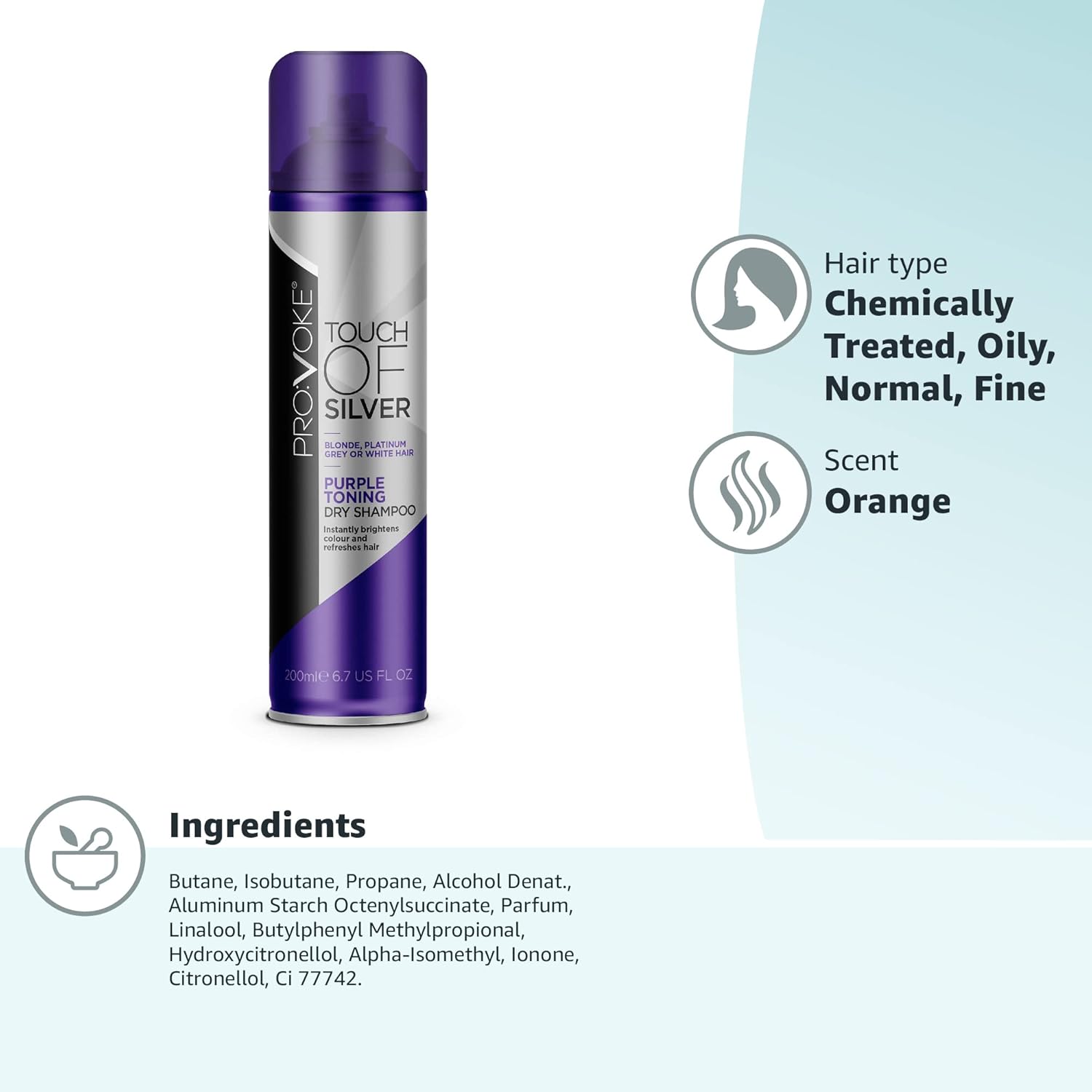 Provoke Touch Of Silver Purple Toning Dry Shampoo 200ml