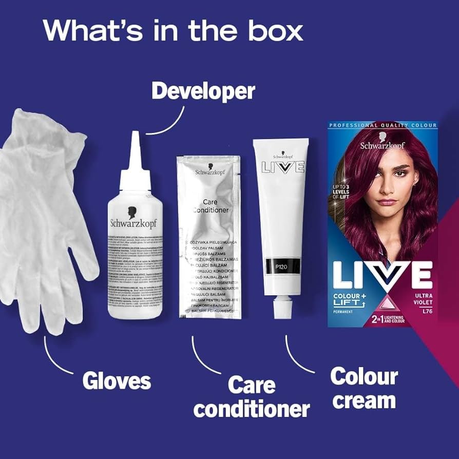 Schwarzkopf Live Permanent Hair Colour Lift Hair Dye, L76 Ultra Violet