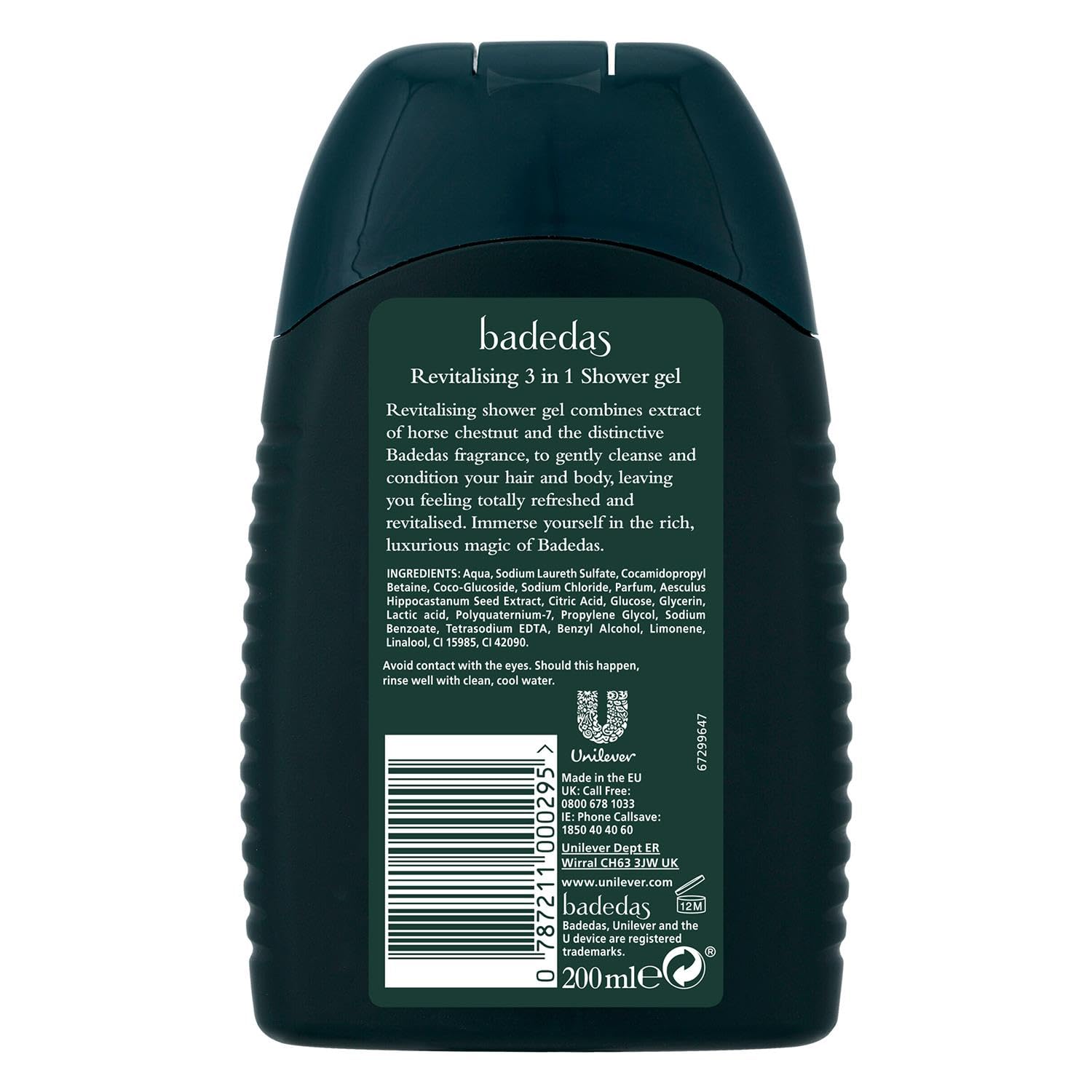 Badedas 3 In 1 Revitalising Shower Gel Shampoo And Conditioner 200ml