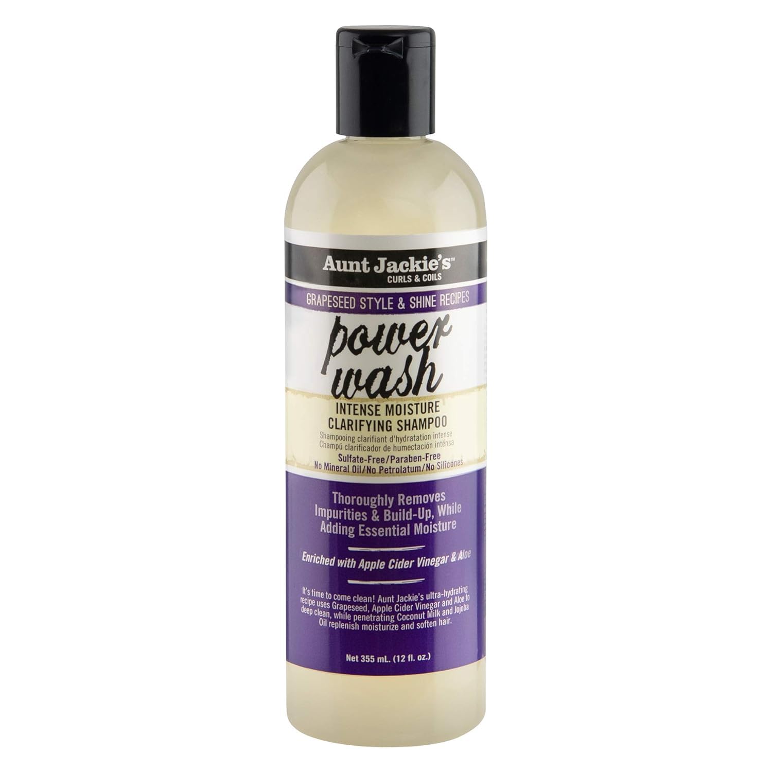 Aunt Jackie's Grapeseed Style and Shine Power Wash Clarifying Shampoo 355ml