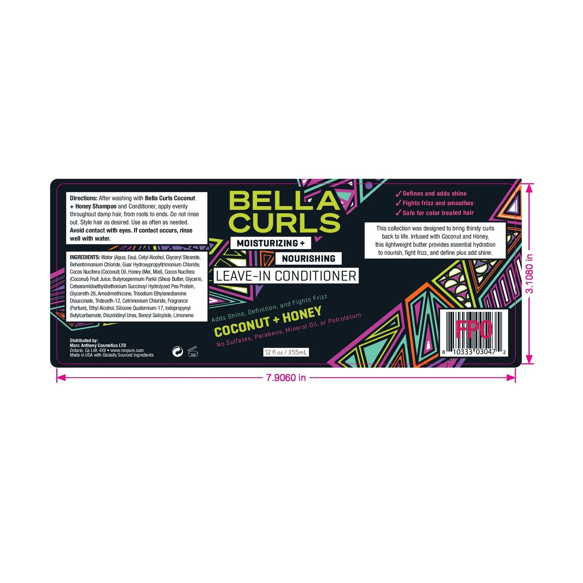 Bella Curls Moisturizing And Nourishing Leave In Conditioner 355ml