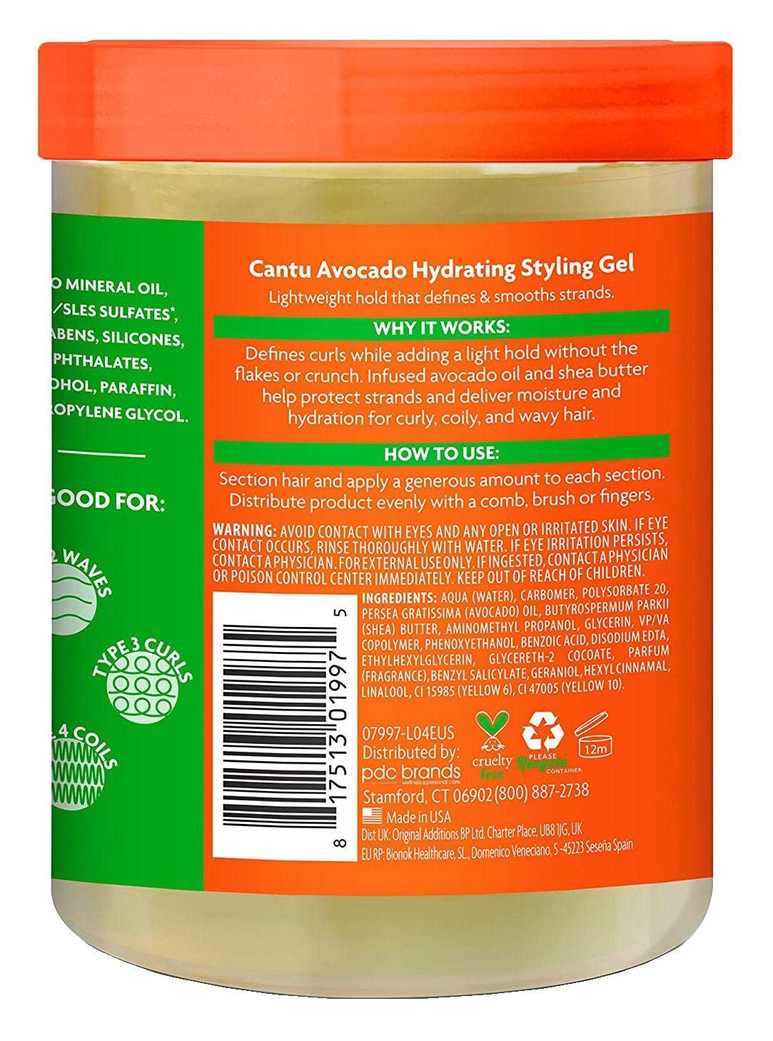 Cantu Avocado Hydrating Styling Gel With Avocado Oil & Shea Butter 524g