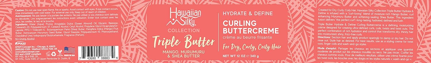 Hawaiian Silky Triple Butter Hydrate And Define Curling Buttercreme 340g