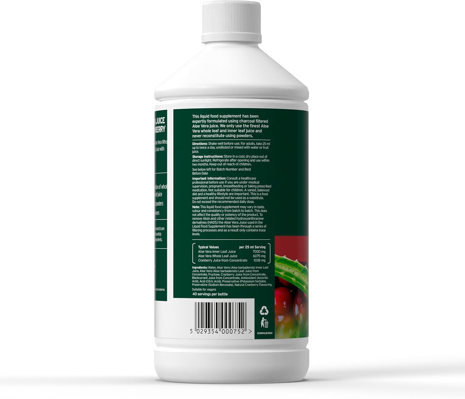 Aloe Pura Aloe Vera Juice Cranberry Flavour 1000ml