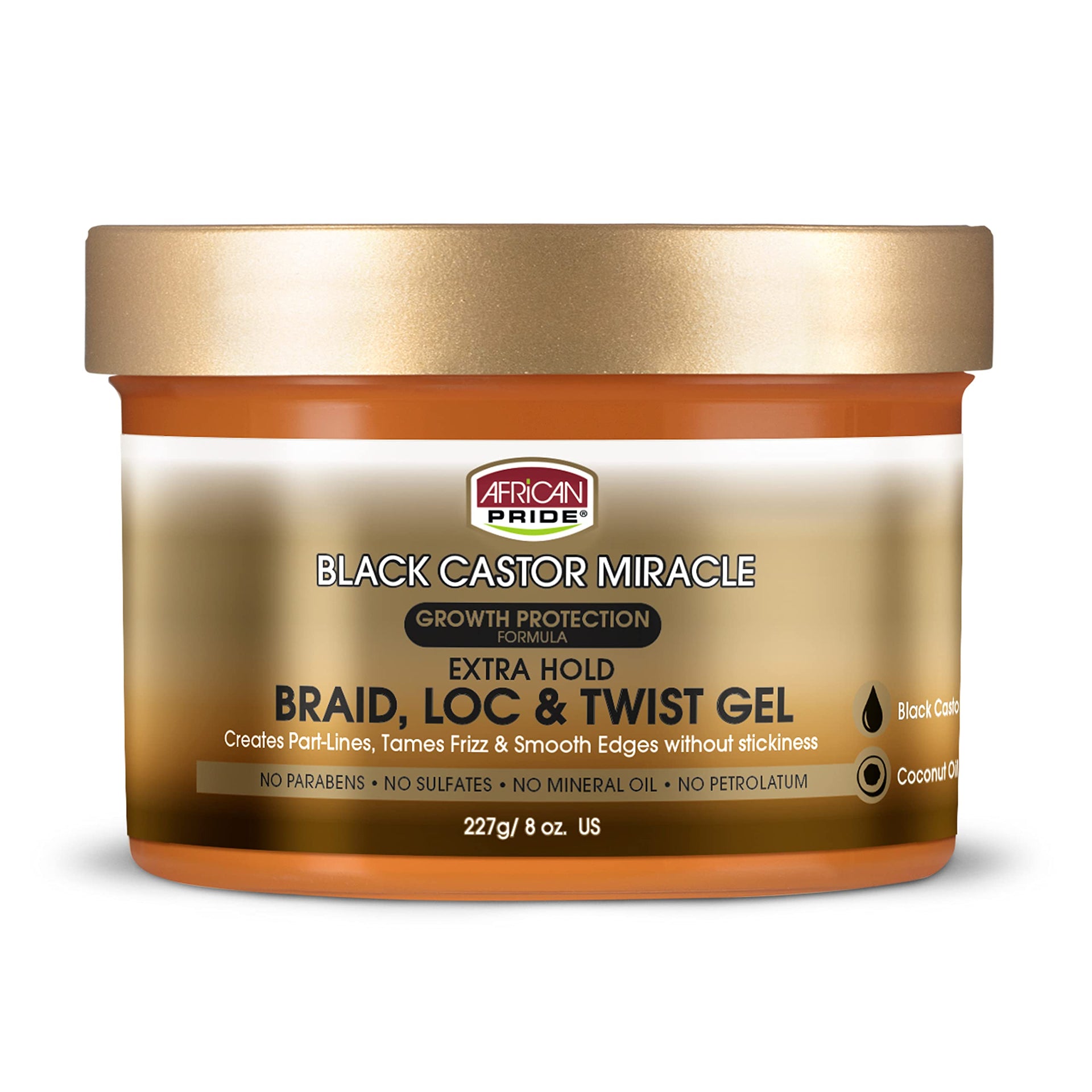 African Pride Black Castor Miracle Braid,Loc & Twist Gel - 227g - Afro Hair Boutique