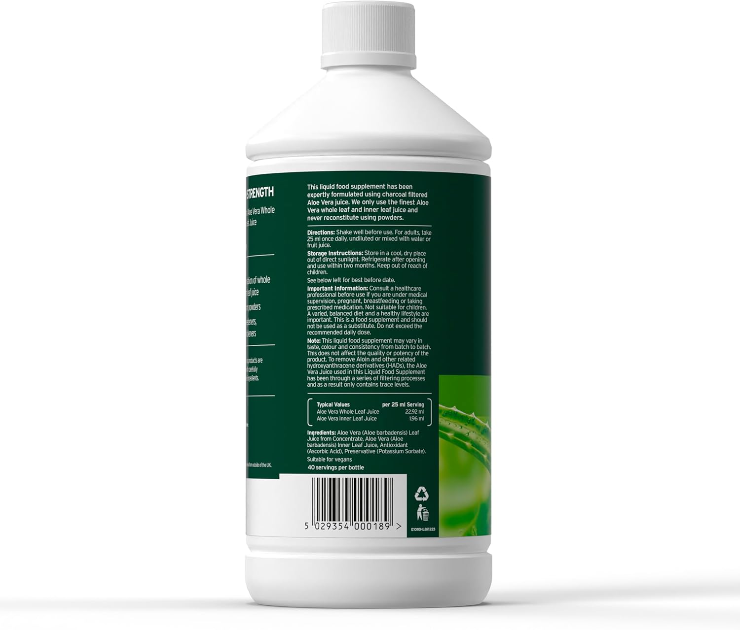 Aloe Pura Bio Active Aloe Vera Juice Maximum Strength Original 1000ml