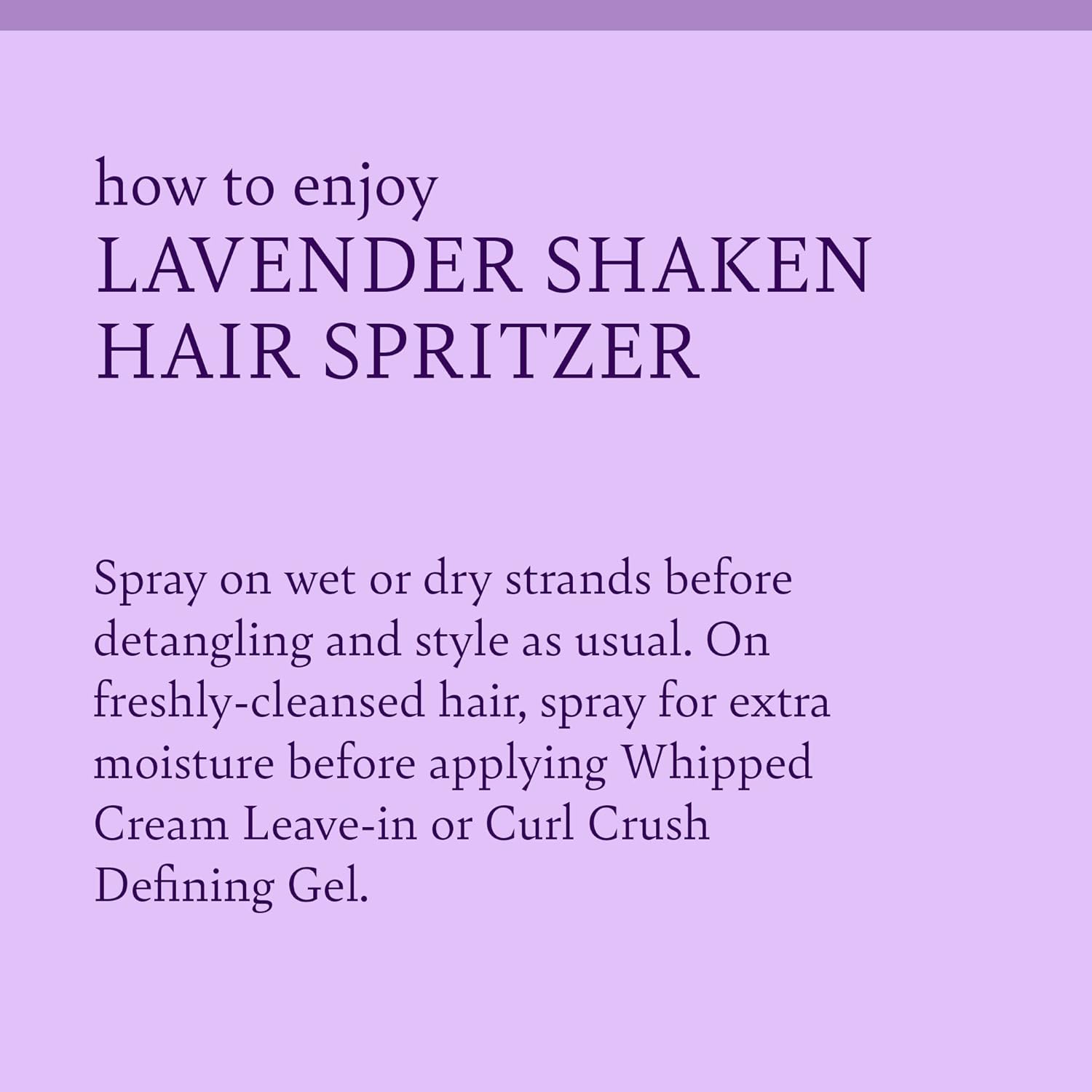 Camille Rose Naturals Lavender Shaken Hair Spritzer Detangling Spray 8oz