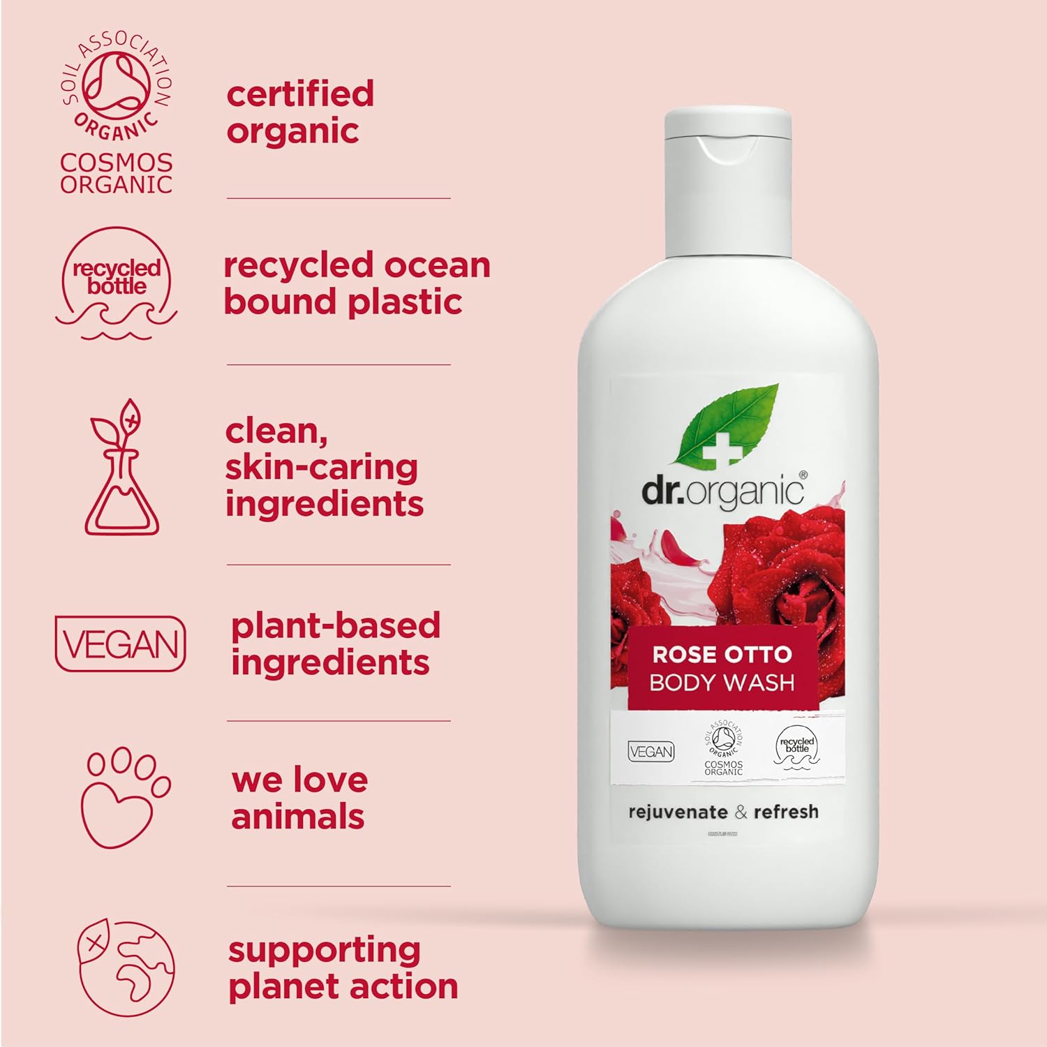 Dr Organic Bioactive Skincare Organic Rose Otto Body Wash 250ml