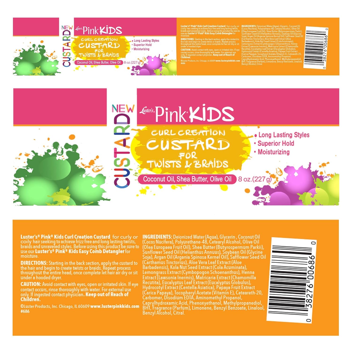 Lusters Products Pink Kids Curl Custard For Twist And Braids 227g