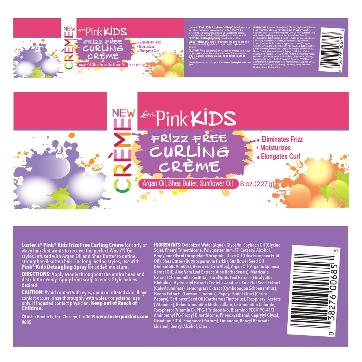 Lusters Products Pink Kids Frizz Free Curling Creme 227g