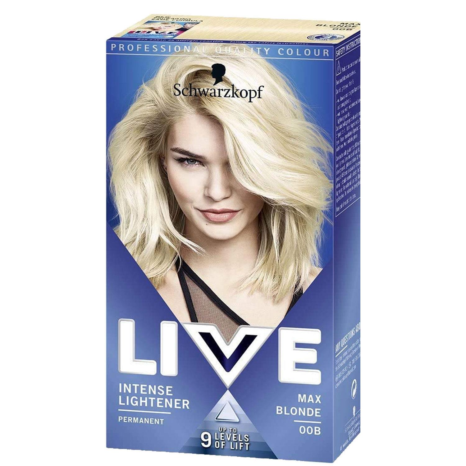 Schwarzkopf Live Intense Lightner Permanent Hair Dye, 00B Max Blonde