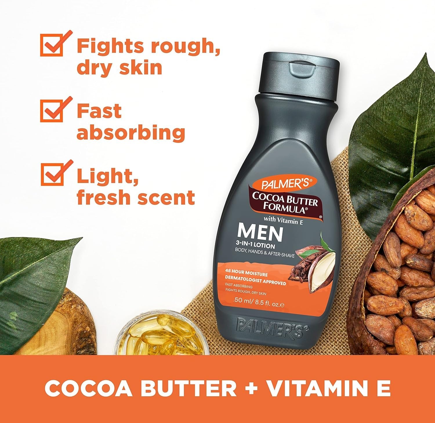 Palmers Cocoa Butter Formula with Vitamin E, Men Body & Face Lotion 50ml