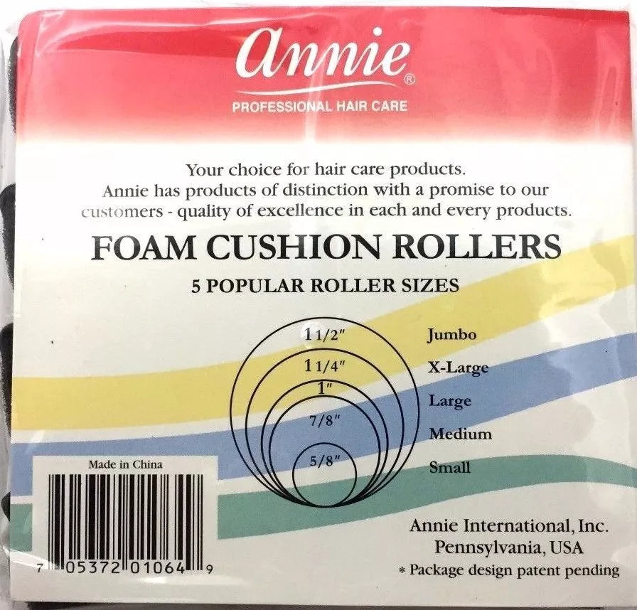 Annie Foam Rollers X-Large 8 Count Black 1064