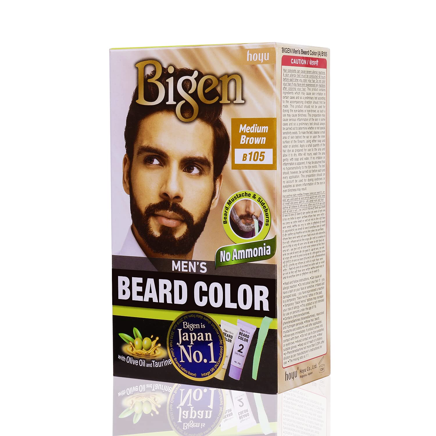 Bigen Mens Beard Colour Medium Brown B105