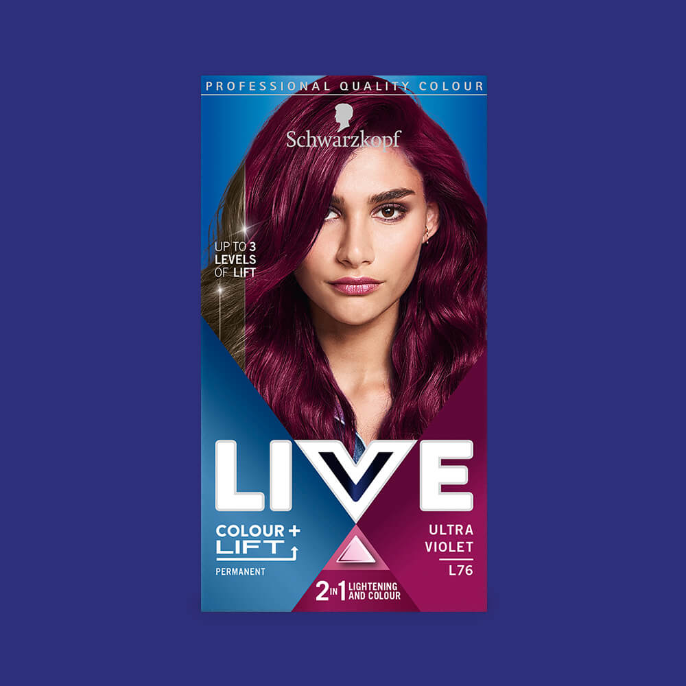 Schwarzkopf Live Permanent Hair Colour Lift Hair Dye, L76 Ultra Violet