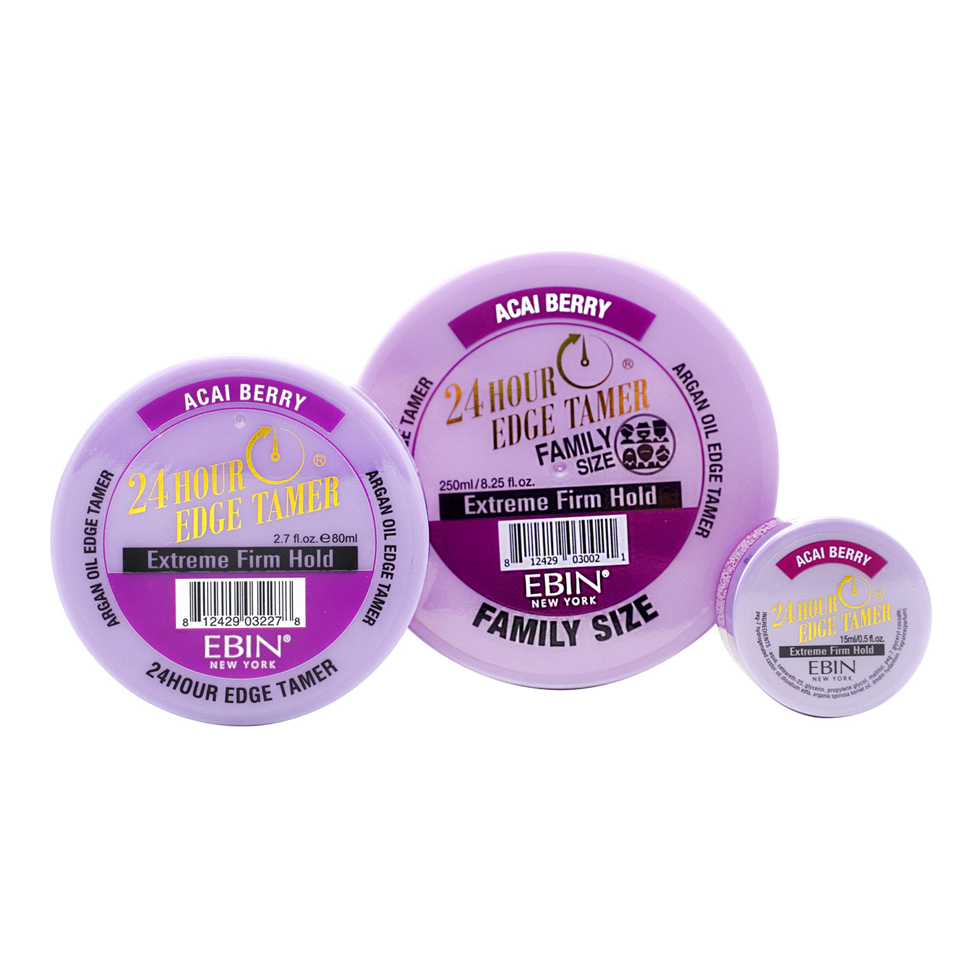 EBIN 24 Hour Acai Berry Extreme Firm Hold Edge Tamer 15ml, 80ml / 250ml