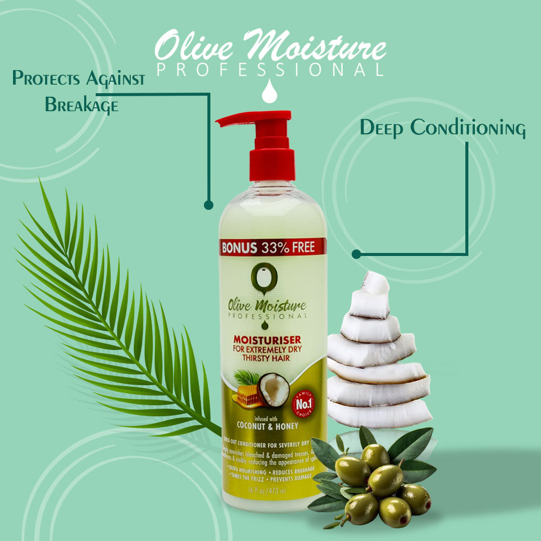 Olive Moisture Professional Moisturiser For Extremely Dry, Thirsty Hair - 473ml