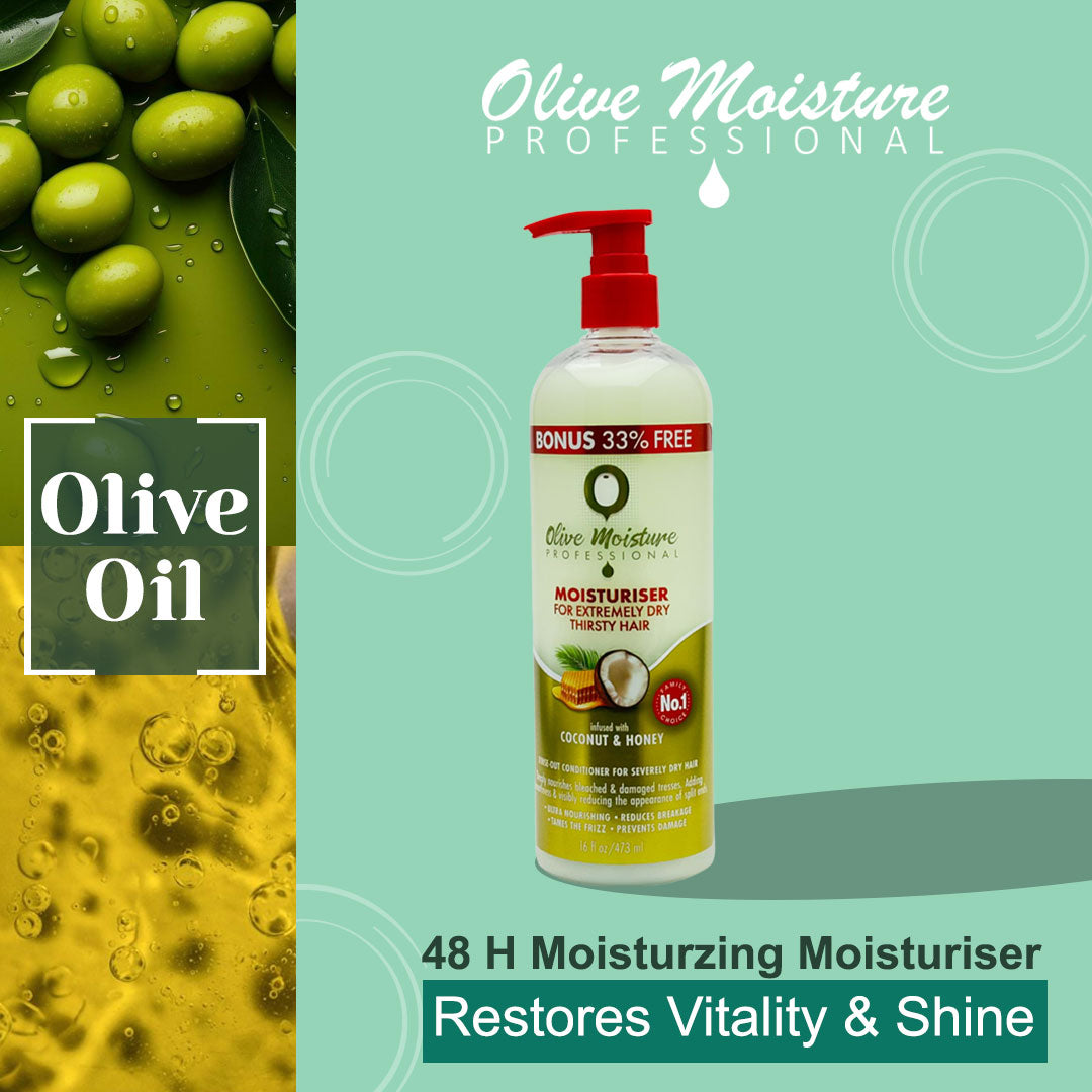 Olive Moisture Professional Moisturiser For Extremely Dry, Thirsty Hair - 473ml