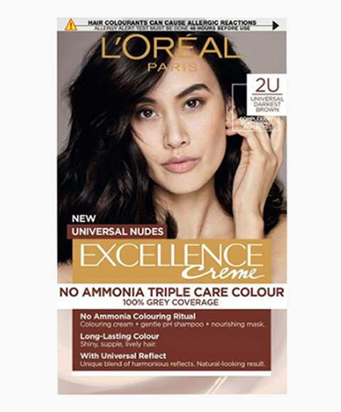 loreal  Excellence Creme No Ammonia Triple Hair Colour 2U Universal Darkest Brown