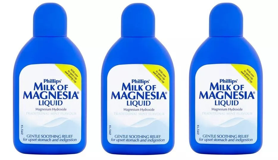 Milk of Magnesia Liquid Mint Flavor Gentle Soothing Relief 200ml - 3 Pack