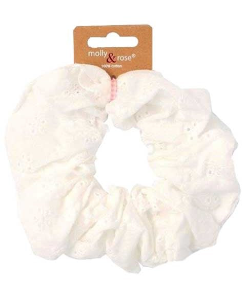 Molly And Rose Cotton Hair Scrunchie White 8153 V