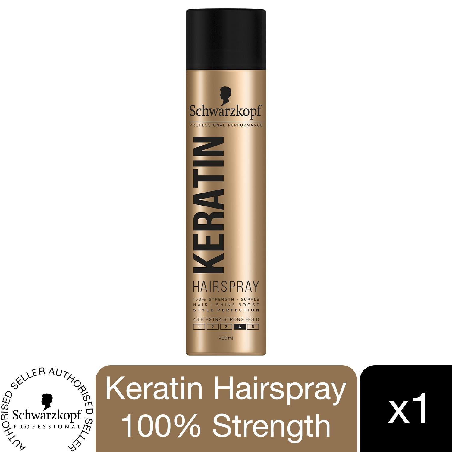 Schwarzkopf Keratin 48H Extra Strong Hold Hair Spray, 400ml