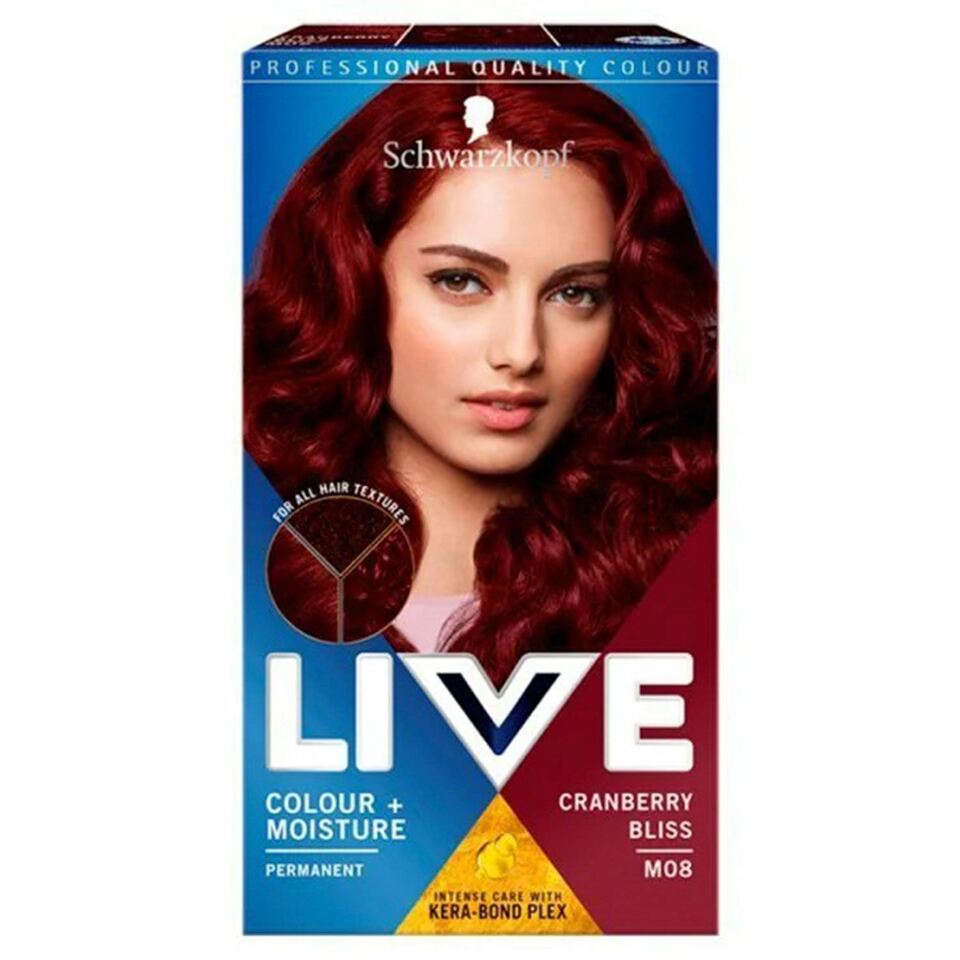 Schwarzkopf Live Colour+Moisture Permanent Colour HairDye,M08 CranberryBliss