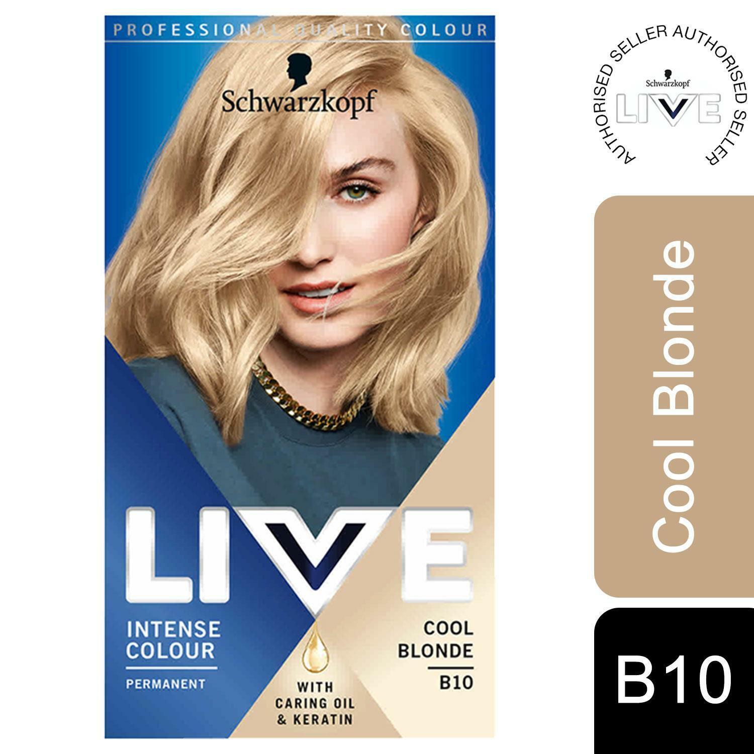 Schwarzkopf Live Intense Hair Colours Permanent Hair Dye, B10 Cool Blonde