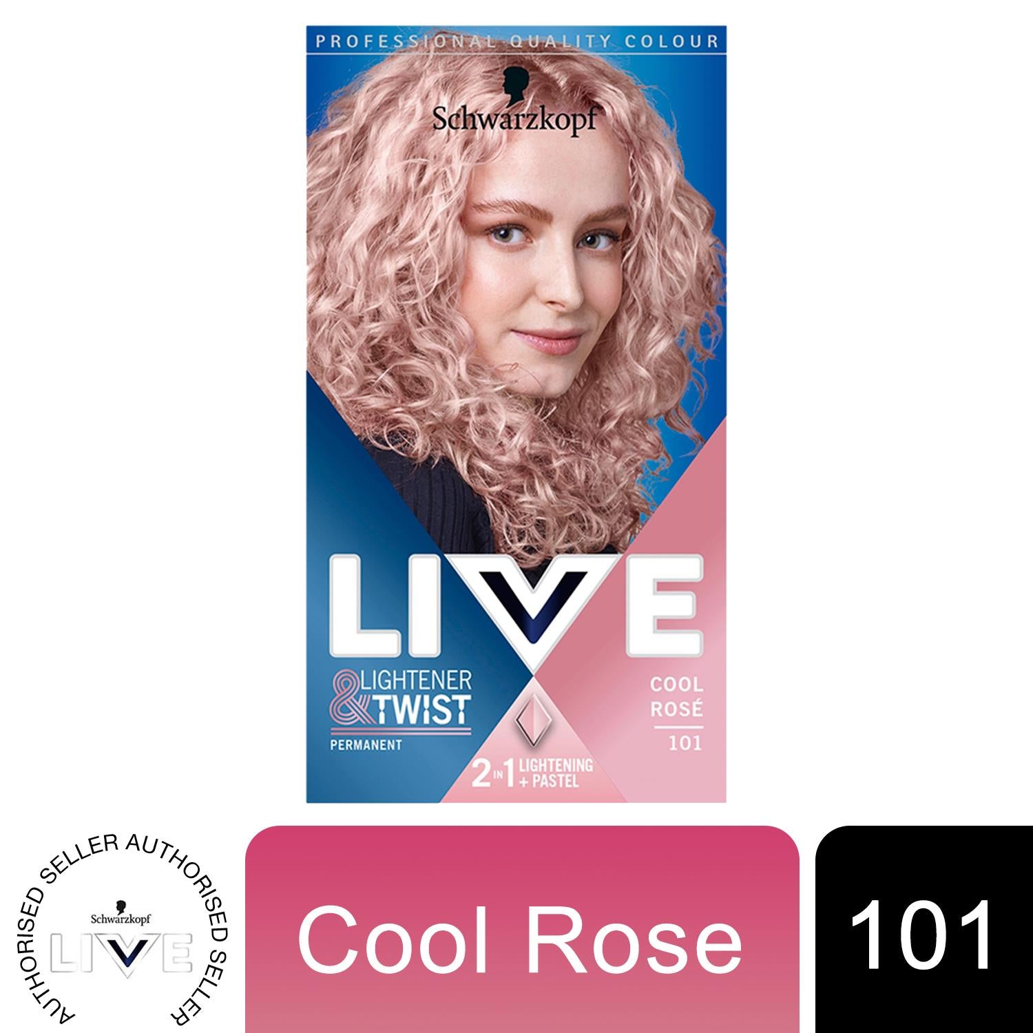 Schwarzkopf Live Cool Rose 101 Permanent 2 in 1 Lightner + Twist Hair Dye