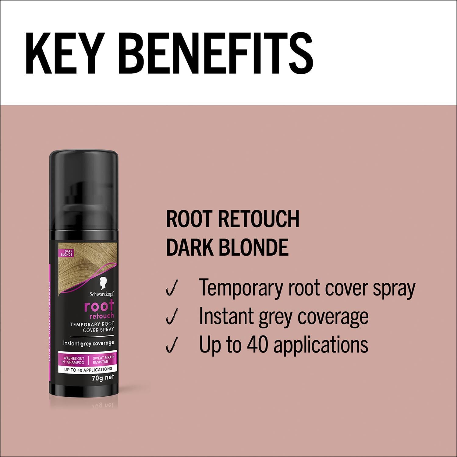 Schwarzkopf Root Retouch Temporary Root Cover Spray, Dark Blonde 120ml