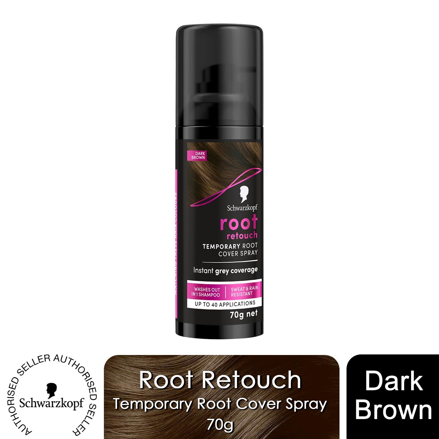 Schwarzkopf Root Retoucher Temporary Root Cover Spray, Dark Brown 120ml