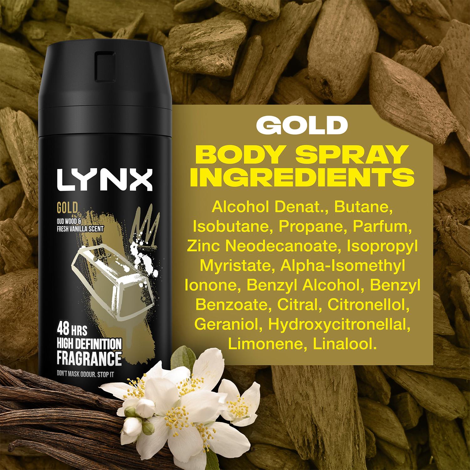 Lynx Gold Oud Wood And Dark Vanilla Deodorant Bodyspray 150ml