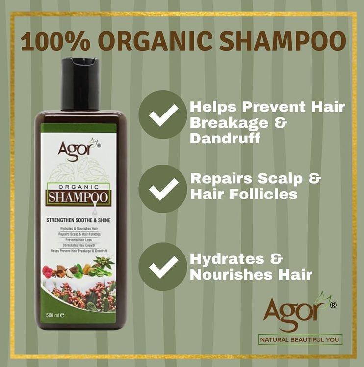 Agor Organic Strengthen Soothe And Shine Shampoo 500ml