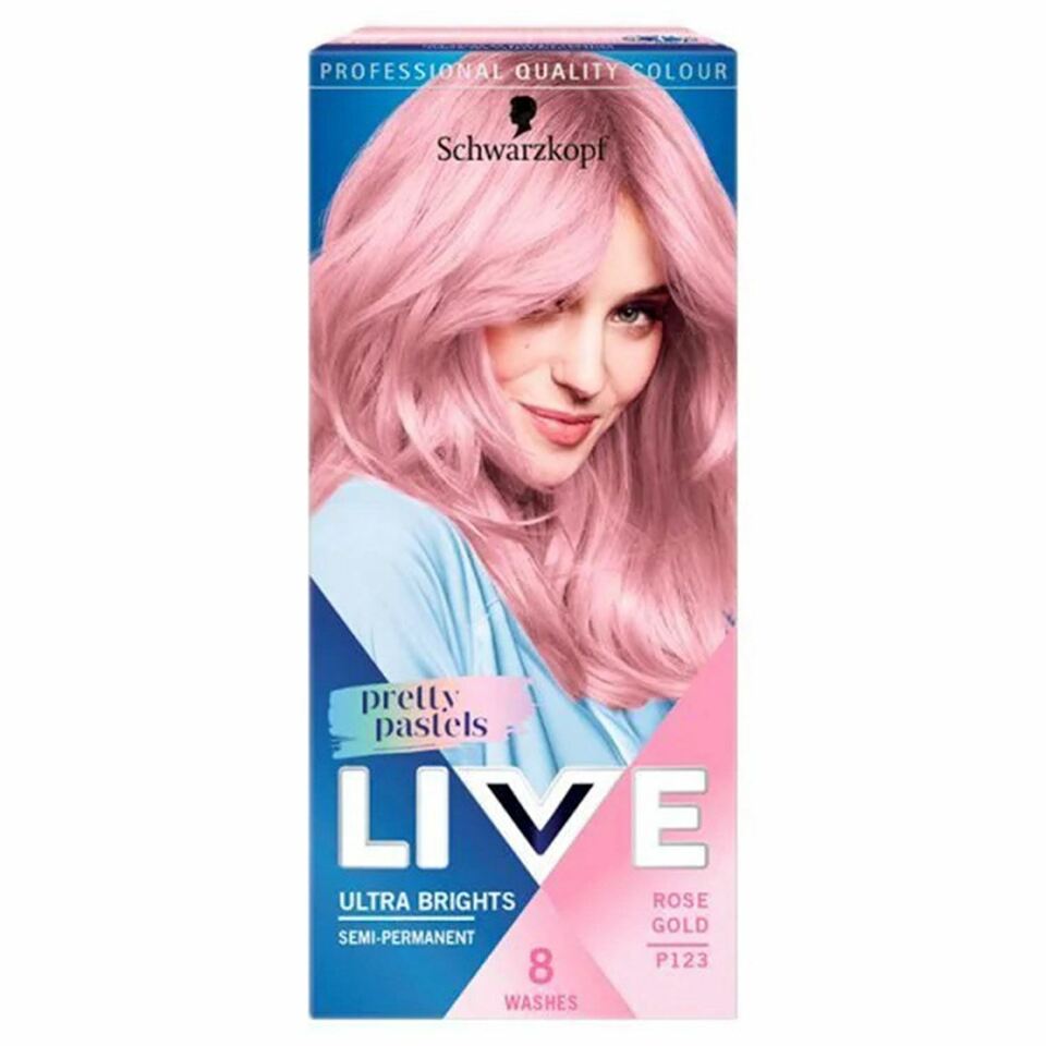 Schwarzkopf Live Ultra Brights Semi-Permanent Colour Hair Dye, P123 Rose Gold