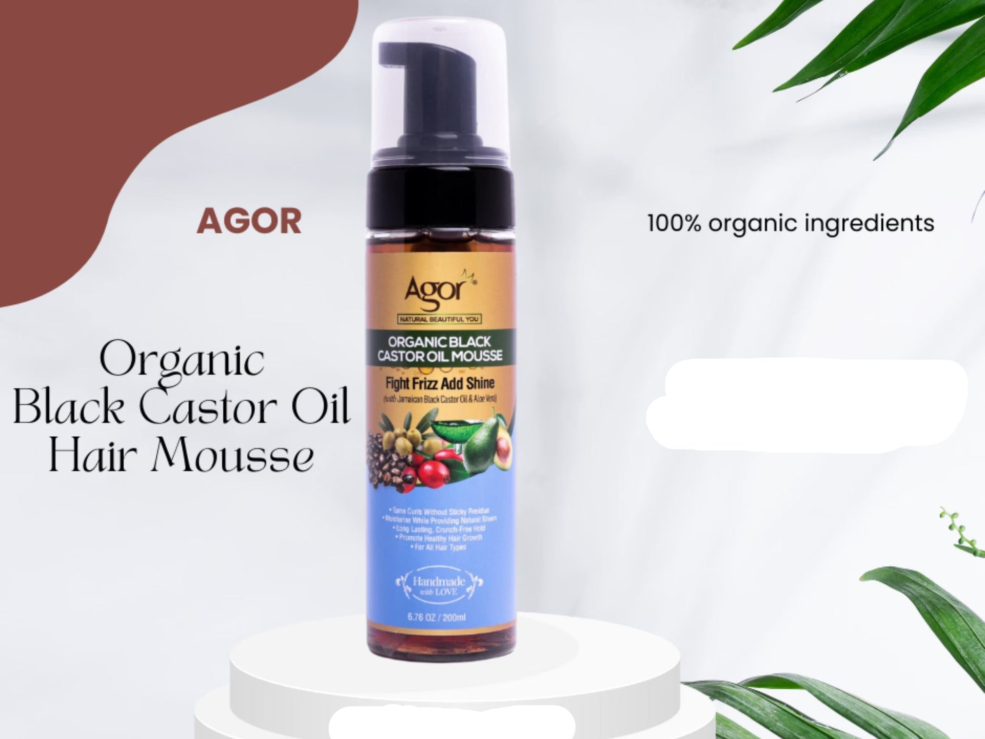 Agor Organic Black Castor Oil Mousse 200ml