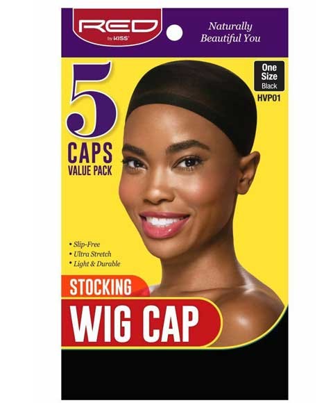 Red By Kiss Stocking Wig Cap 5 Caps Value Pack Black HVP01