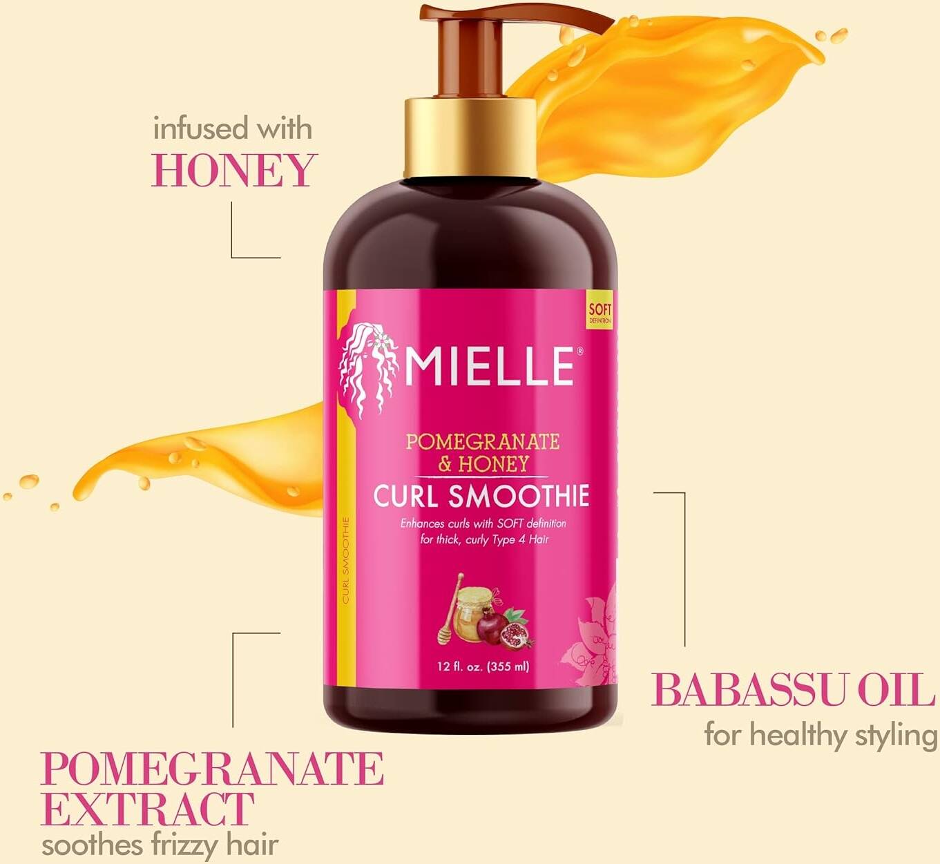 Mielle Organics Pomegranate & Honey Curl Smoothie For Thick Hair - 355ml