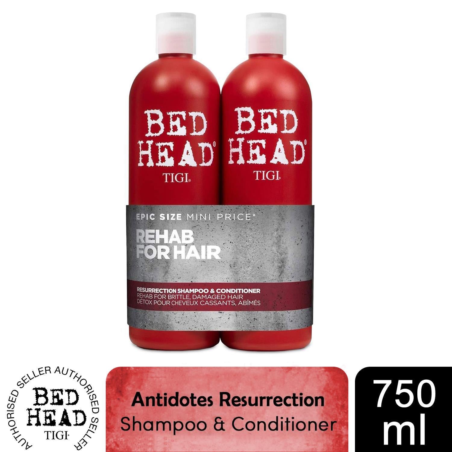 Bed Head by TIGI Resurrection Shampoo & Conditioner Duo for Damaged Hair, 750ml