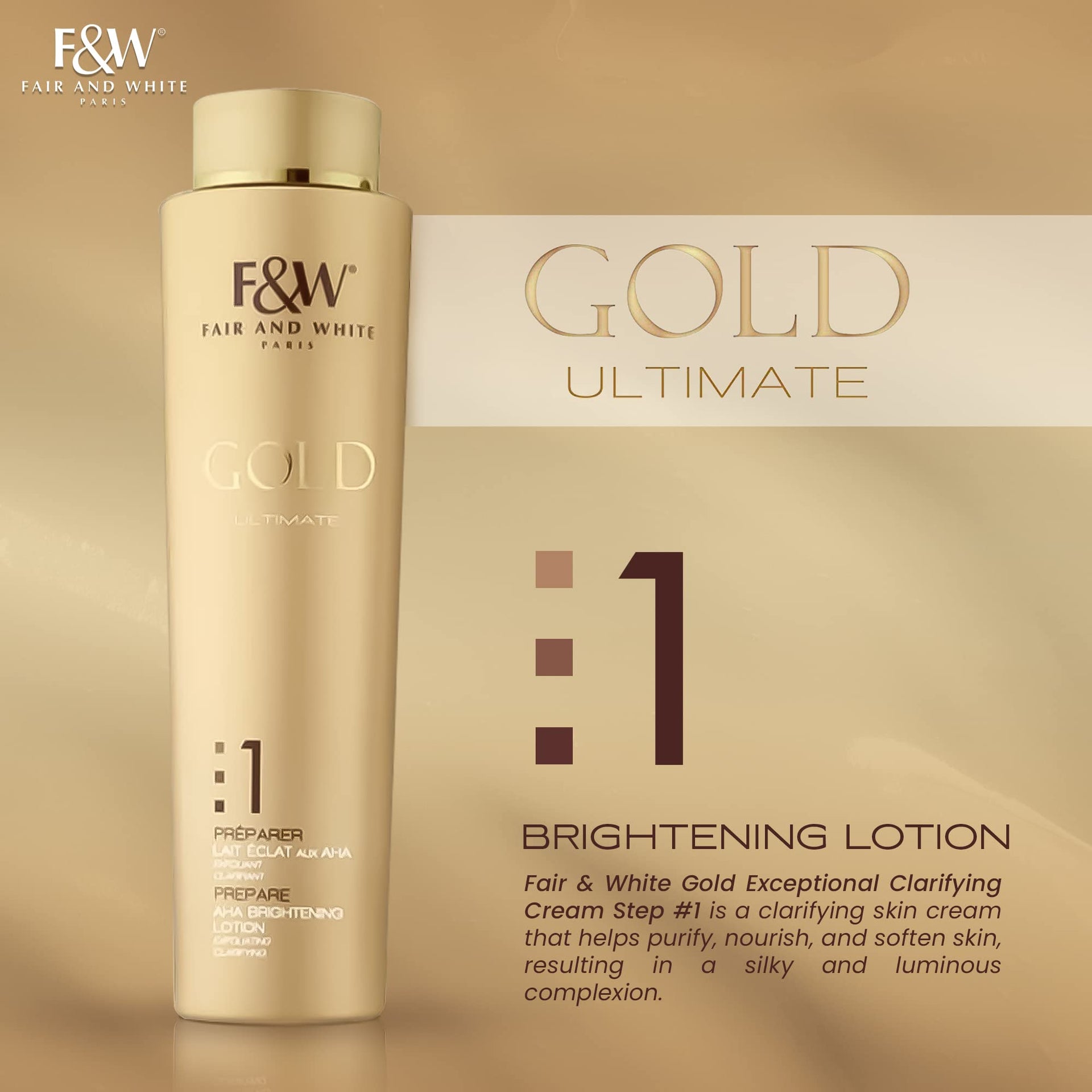 F&W Gold Ultimate Prepare 1 AHA Brightening Lotion - 360ml