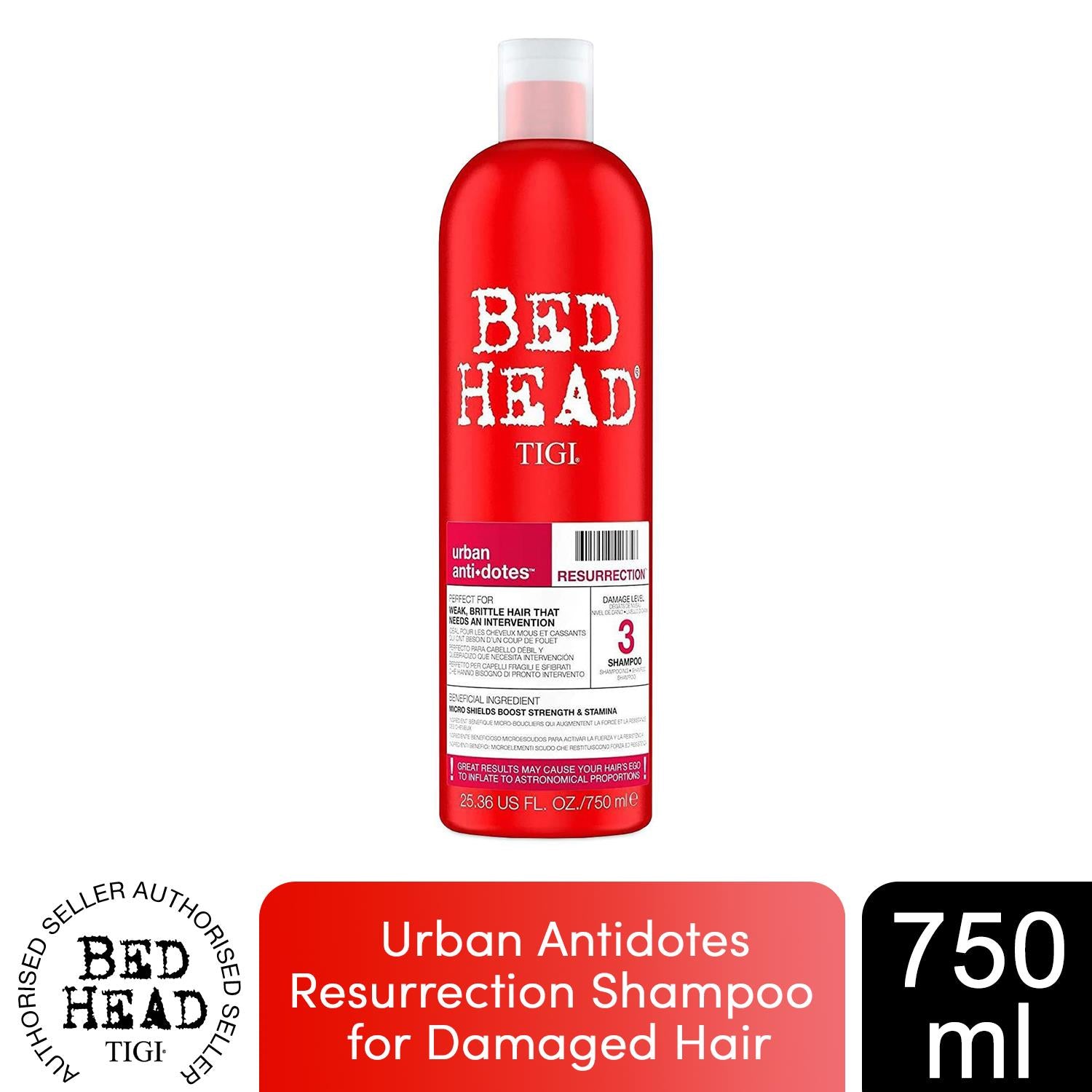 Bed Head by Tigi Urban Antidotes Resurrection Shampoo for Damaged Hair 750ml