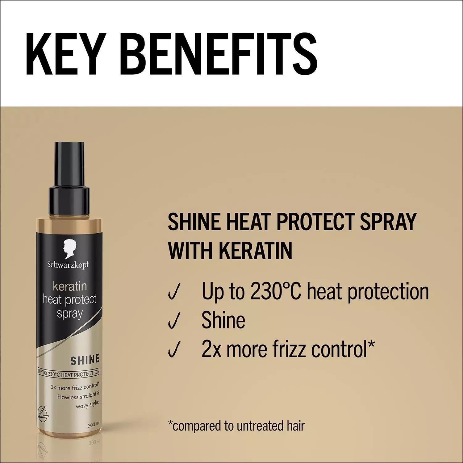 Schwarzkopf Styling Keratin Heat Protection Hair Spray, 200ml Frizz Control