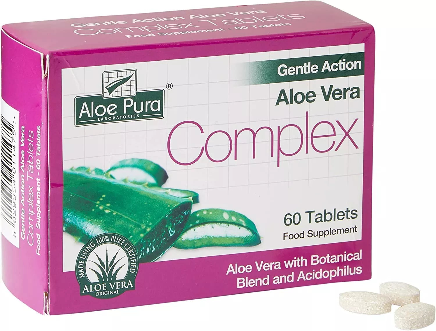 Aloe Pura Aloe Vera Gentle Action Complex Earlier Colon Cleanse 60 Tablets