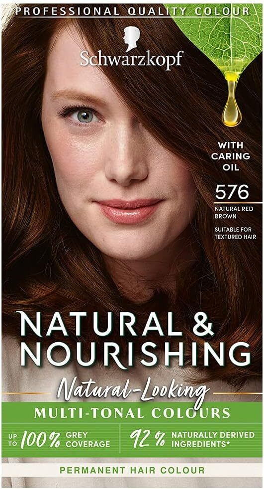 Schwarzkopf Natural And Nourishing Colour Permanent Hair Dye 576 Natural Red Brown