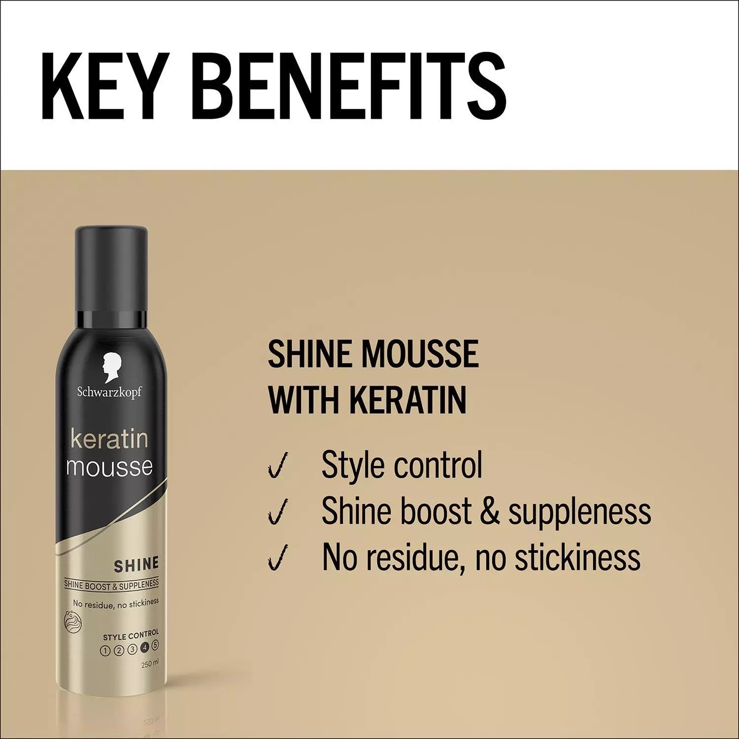 Schwarzkopf Keratin Mousse with 48H Extra Strong Hold for Hair Styling 250ml