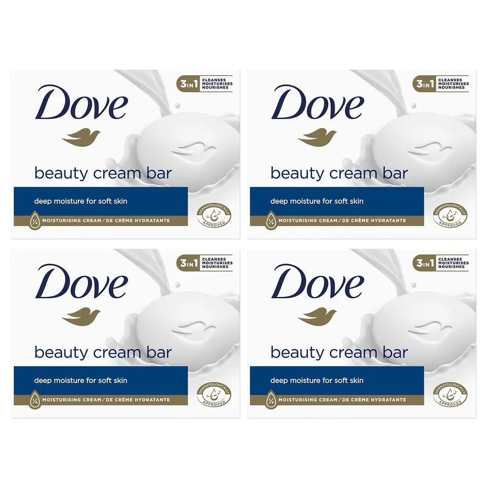 Dove Original Beauty Moisturising Cream Soap Bar Soft & Smooth Skin 90g x4