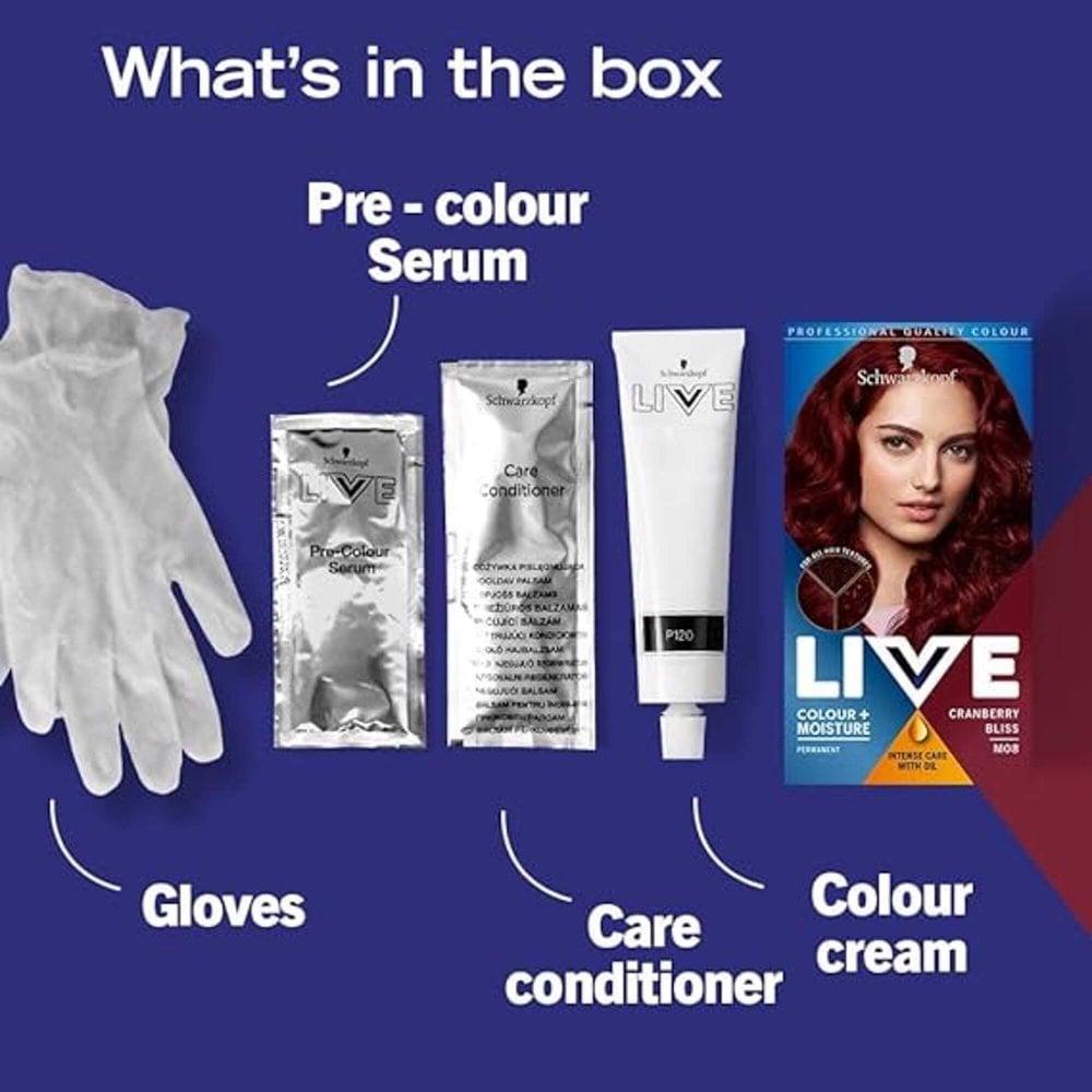 Schwarzkopf Live Colour+Moisture Permanent Colour HairDye,M08 CranberryBliss