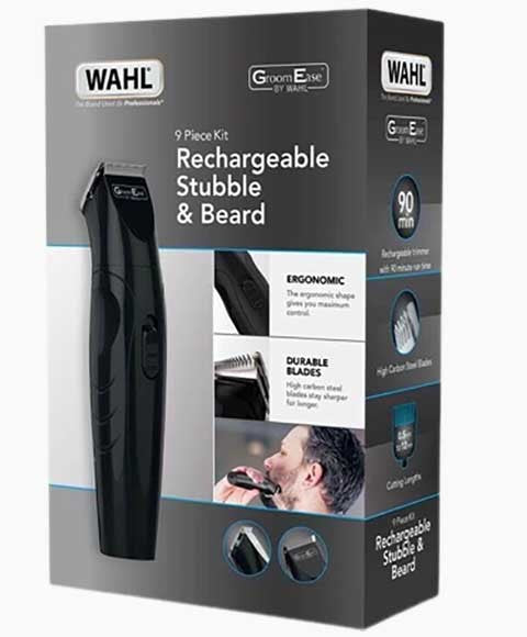 Wahl Groom Ease Rechargeable Stubble And Beard 9 Piece Kit 